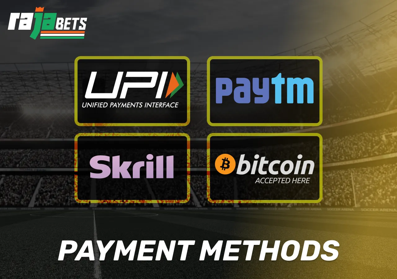Rajabets payment methods for claiming bonuses.
